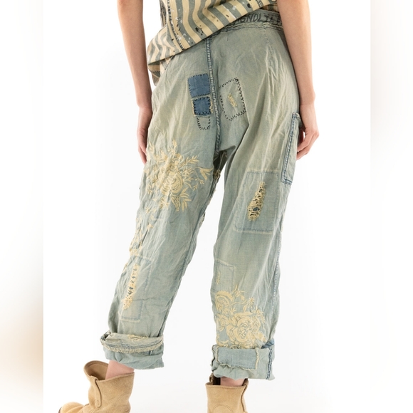 New Magnolia Pearl OKeefe Jeans Floral Embroidered Denim Jean Indigo Pant 210 os - Picture 5 of 16